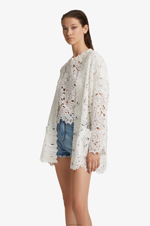 kobiety Ermanno Scervino biały oversize'owy kardigan typu macram LN28V49