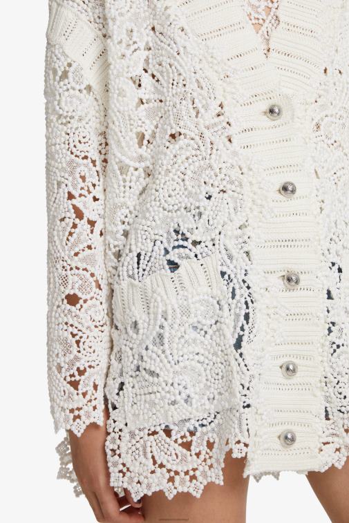 kobiety Ermanno Scervino biały oversize'owy kardigan typu macram LN28V49