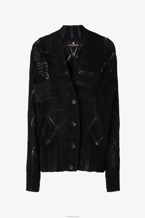 kobiety Ermanno Scervino czarny ażurowy kardigan LN28V54