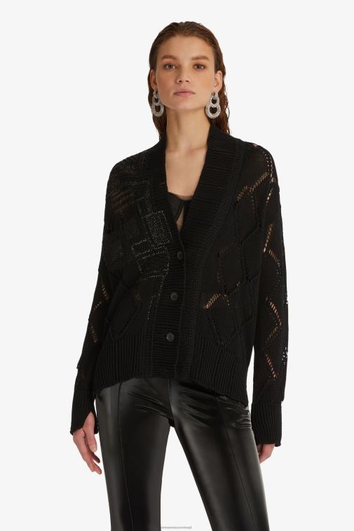 kobiety Ermanno Scervino czarny ażurowy kardigan LN28V54