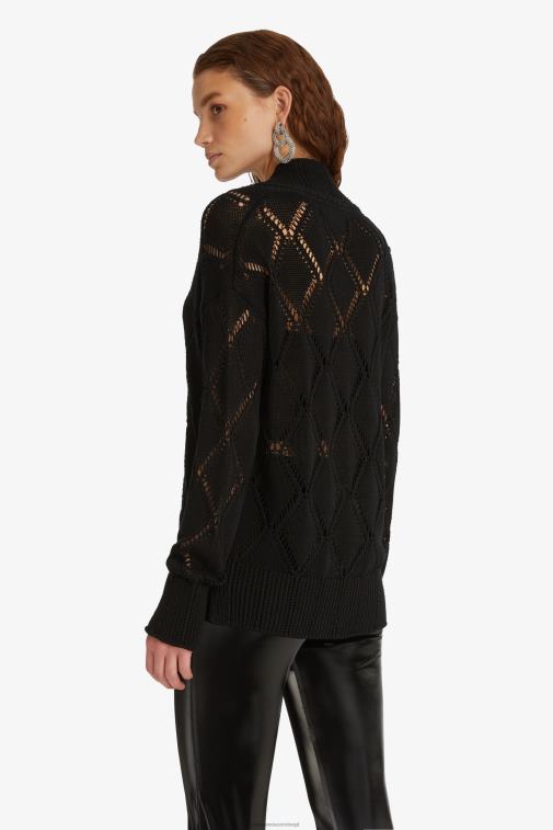 kobiety Ermanno Scervino czarny ażurowy kardigan LN28V54
