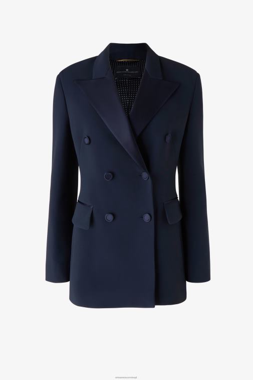 kobiety Ermanno Scervino niebieski Dwurzędowa marynarka z satynową klapą LN28V34