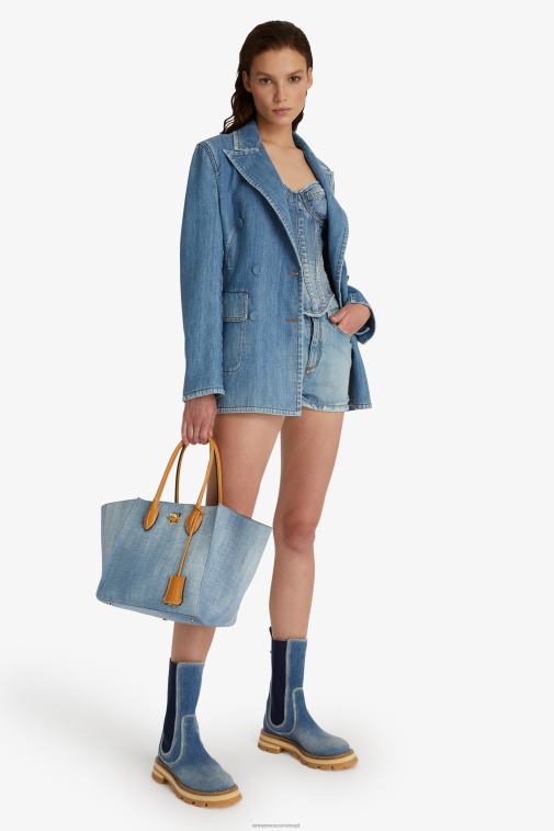 kobiety Ermanno Scervino niebieski jeansowa kurtka LN28V22