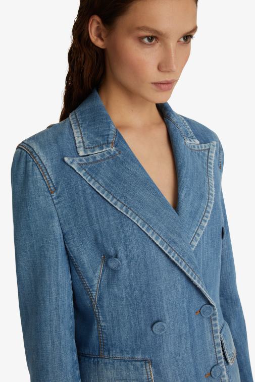 kobiety Ermanno Scervino niebieski jeansowa kurtka LN28V22