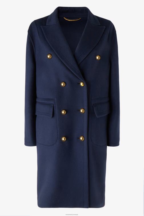kobiety Ermanno Scervino niebieski wełniany płaszcz z tkaniny LN28V40
