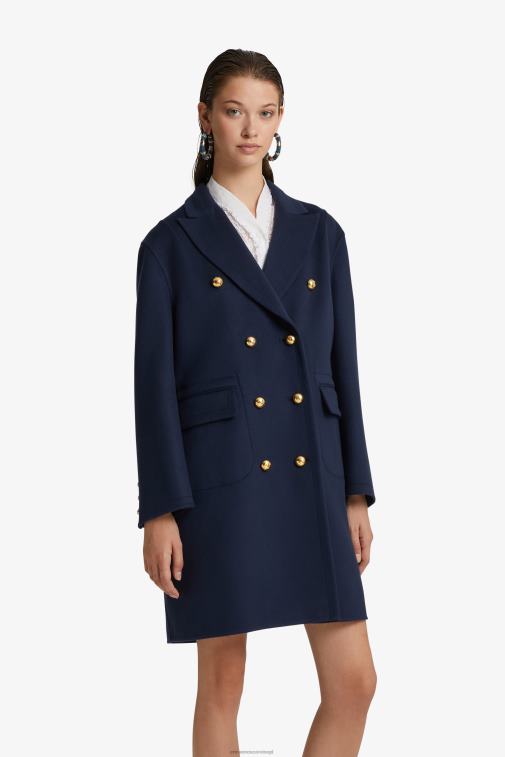 kobiety Ermanno Scervino niebieski wełniany płaszcz z tkaniny LN28V40