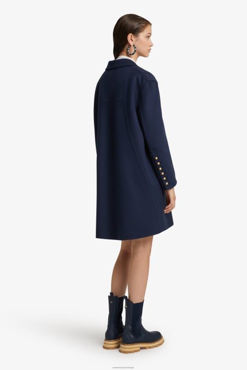 kobiety Ermanno Scervino niebieski wełniany płaszcz z tkaniny LN28V40