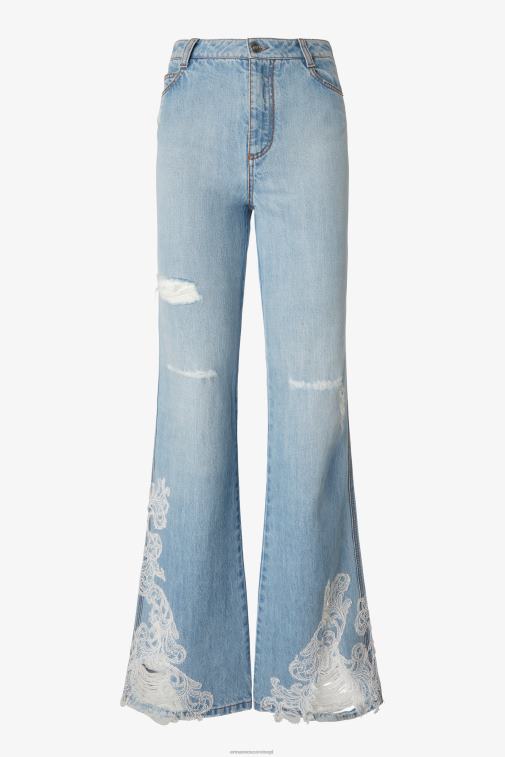 kobiety Ermanno Scervino niebieski zdobione koronką dżinsy typu bootcut LN28V110