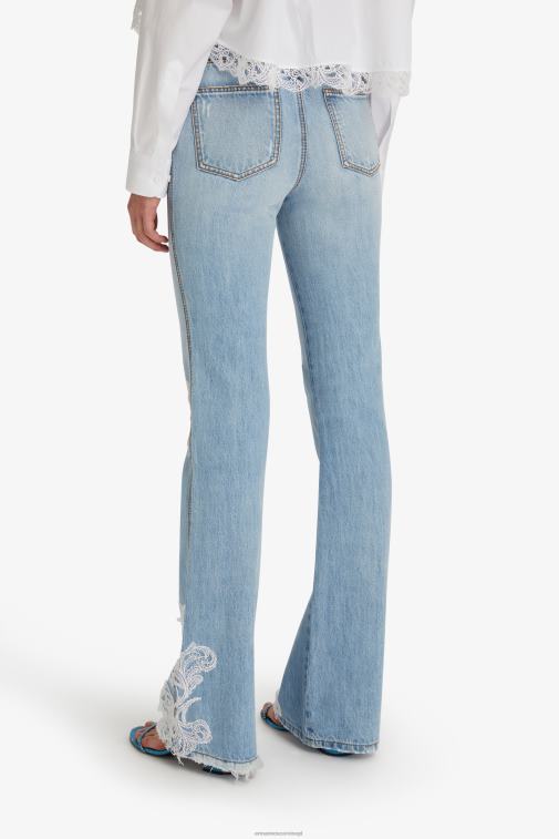 kobiety Ermanno Scervino niebieski zdobione koronką dżinsy typu bootcut LN28V110