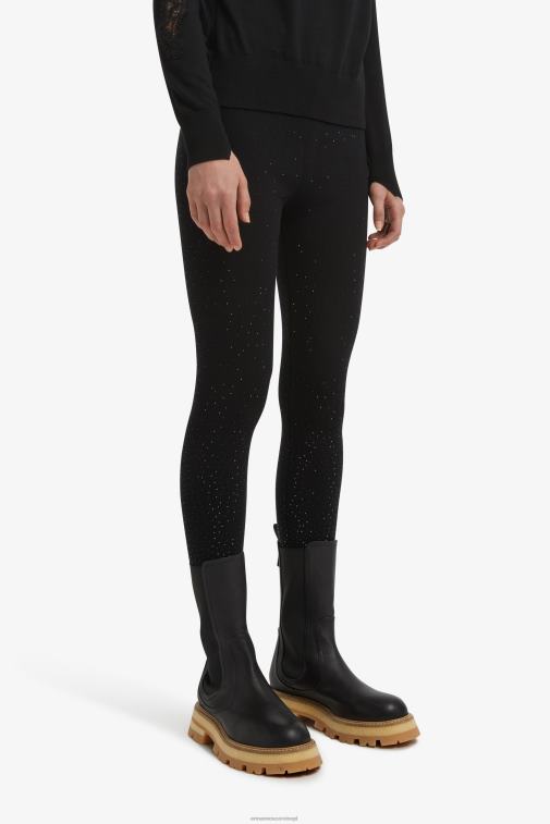kobiety Ermanno Scervino czarny Legginsy zdobione mikrokryształkami LN28V122