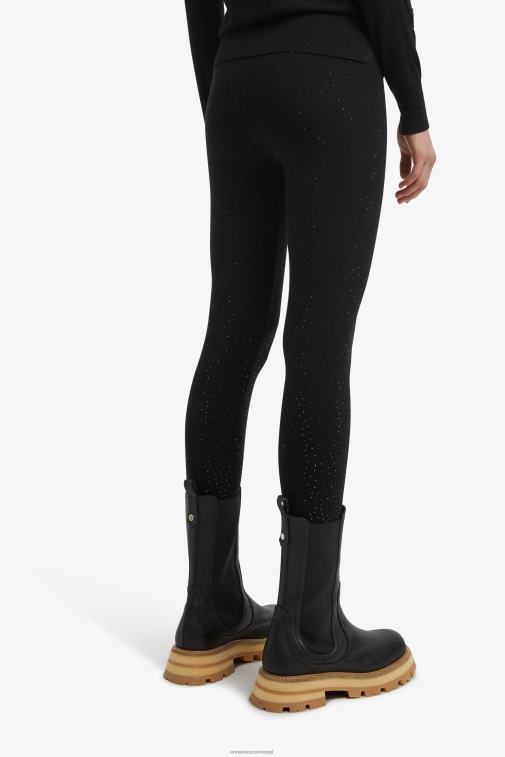 kobiety Ermanno Scervino czarny Legginsy zdobione mikrokryształkami LN28V122