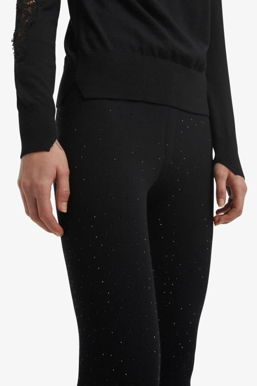 kobiety Ermanno Scervino czarny Legginsy zdobione mikrokryształkami LN28V122