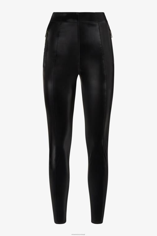 kobiety Ermanno Scervino czarny legginsy imitujące skórę lakierowaną LN28V120