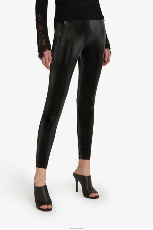 kobiety Ermanno Scervino czarny legginsy imitujące skórę lakierowaną LN28V120