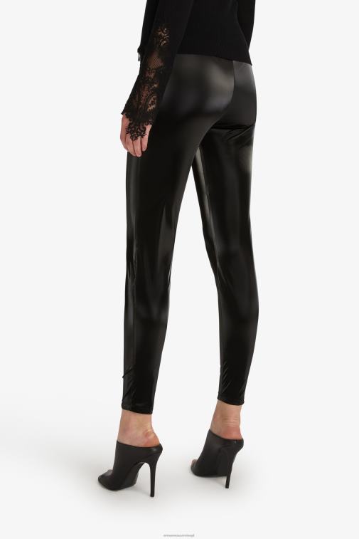 kobiety Ermanno Scervino czarny legginsy imitujące skórę lakierowaną LN28V120