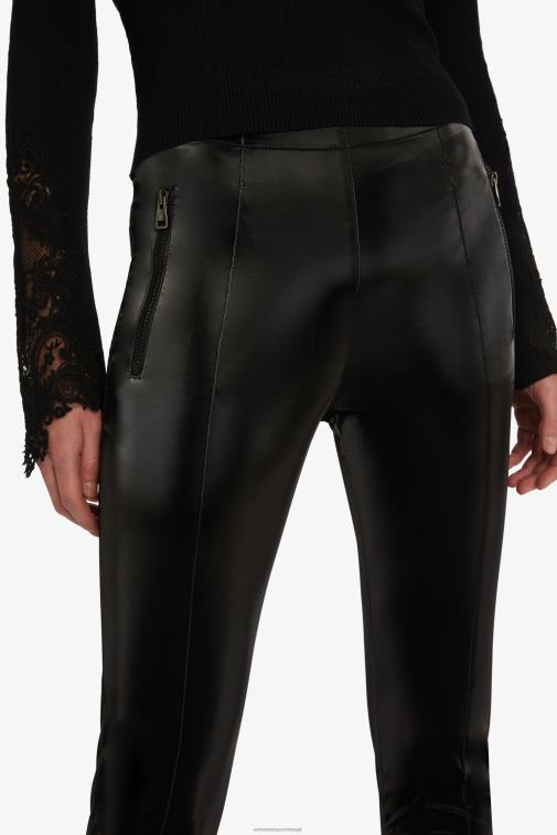 kobiety Ermanno Scervino czarny legginsy imitujące skórę lakierowaną LN28V120