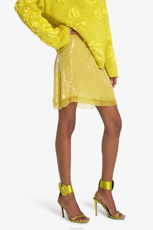 kobiety Ermanno Scervino żółty cekinowa spódniczka mini LN28V125