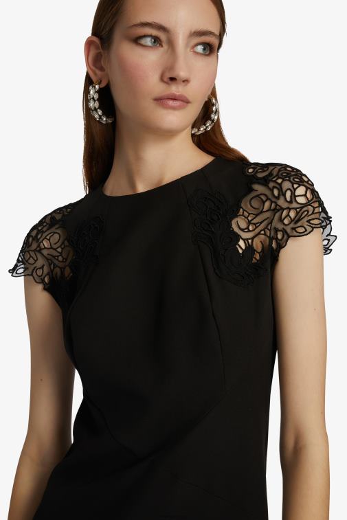 kobiety Ermanno Scervino czarny sukienka z koronkowymi detalami LN28V7