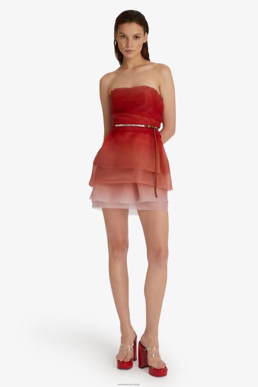 kobiety Ermanno Scervino czerwony stonowana tiulowa sukienka mini LN28V14