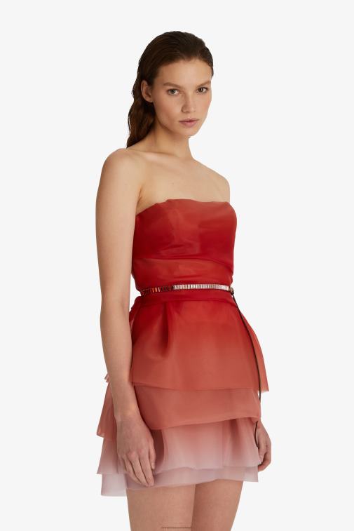 kobiety Ermanno Scervino czerwony stonowana tiulowa sukienka mini LN28V14