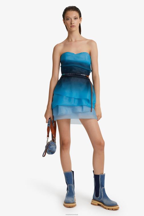 kobiety Ermanno Scervino niebieski stonowana tiulowa sukienka mini LN28V13