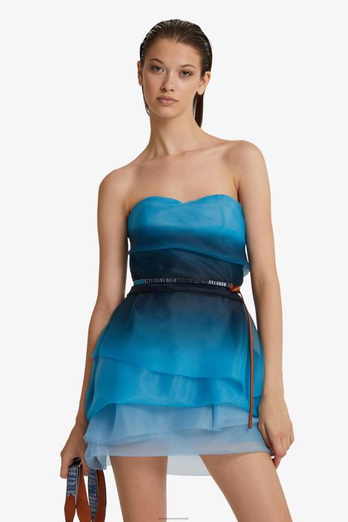 kobiety Ermanno Scervino niebieski stonowana tiulowa sukienka mini LN28V13